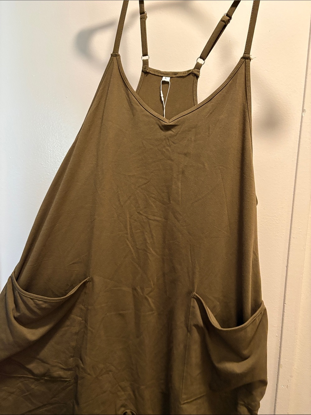 Women's Olive Green Pocket Tank Dress w Shorts